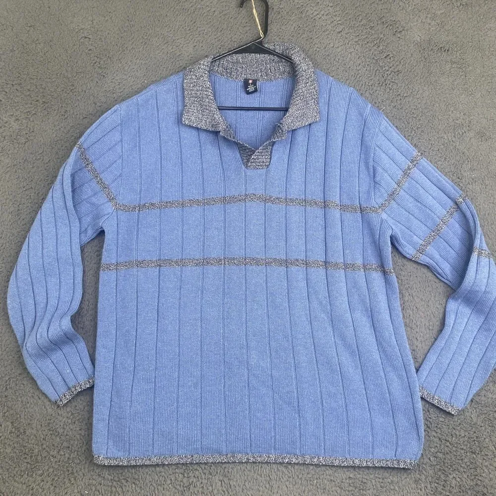 Vintage Levis Sweater Mens Large Blue Knit Pullover USA Acrylic Retro 90s